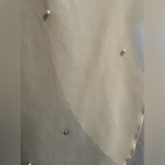 Ann Hobbs For Cattiva Cream Sheer Shoulder Pads Dimond Sequence & Pearls Sz M/L - Picture 8 of 16